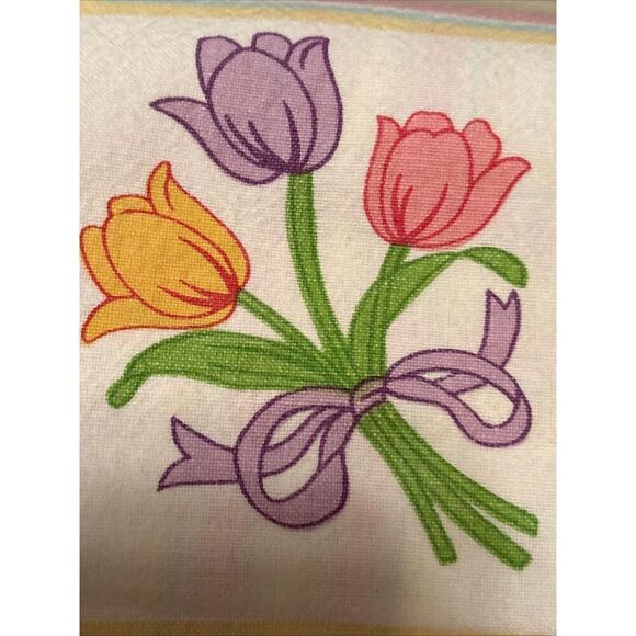 Nobility Easter Tablecloth 60 x 84 Inch Rectangle, Easter Eggs/Tulips Multicolor - Picture 2 of 6